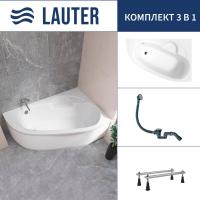 Ванна Lauter Valencia 160x105 2102160R (с ножками и сифоном 21Y31000 хром)