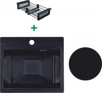 Кухонная мойка Marblan Comfort 48 (оникс, с сифоном и колландером)