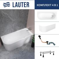 Ванна Lauter Monaco 170x72.5 2113170R (с ножками, лицевым экраном и сифоном 21Y11021 матовый черный)