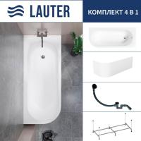 Ванна Lauter Monaco 170x72.5 2113170R (с каркасом, лицевым экраном и сифоном 21Y31001 матовый черный