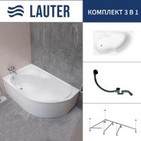 Ванна Lauter Geneva 170x105 2103170L (с каркасом и сифоном 21Y31001 матовый черный)