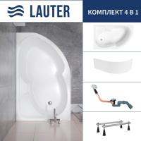 Ванна Lauter Geneva 170x105 2103170L (с ножками, лицевым экраном и сифоном 21Y11020 хром)