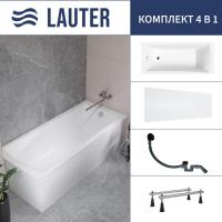 Ванна Lauter Aurora 150x70 21010050 (с ножками, лицевым экраном и сифоном 21Y31001 матовый черный)