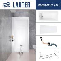 Ванна Lauter Seraphina 170x80 2112170L (с каркасом, лицевым экраном и сифоном 21Y11021 матовый черны