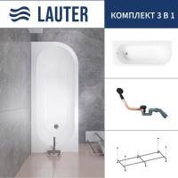 Ванна Lauter Monaco 170x72.5 2113170L (с каркасом и сифоном 21Y11021 матовый черный)