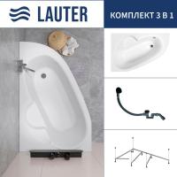 Ванна Lauter Valencia 150x100 2102150L (с каркасом и сифоном 21Y31001 матовый черный)