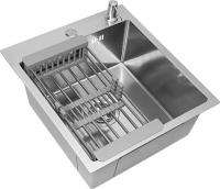 Кухонная мойка Basic CL DS Decor 45x50 (сатин, коландер, дозатор)