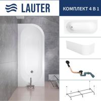 Ванна Lauter Monaco 170x72.5 2113170L (с каркасом, лицевым экраном и сифоном 21Y11021 матовый черный