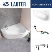 Ванна Lauter Valencia 150x100 2102150R (с ножками и сифоном 21Y11021 матовый черный)