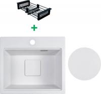 Кухонная мойка Marblan Comfort 48 (иней, с сифоном и колландером)