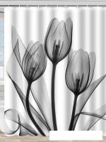 Шторка-занавеска для ванны Illu 180x180 LH2431969 (серые тюльпаны)