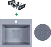 Кухонная мойка Marblan Comfort 48 (серебристый, с сифоном и колландером)