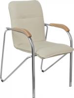 Офисный стул AksHome Samba (Pegasso крем/подлокотники дерево светлое)