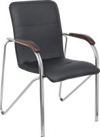 Офисный стул AksHome Samba Aks-1 Pegasso (черный/подлокотники дерево темное)