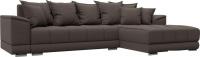 Угловой диван Лига диванов НордСтар правый 122928 (рогожка амур коричневый)