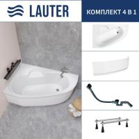 Ванна Lauter Valencia 170x110 2102170L (с ножками, лицевым экраном и сифоном 21Y32001 матовый черный