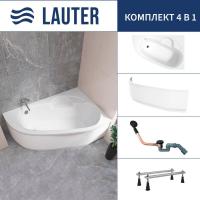 Ванна Lauter Valencia 170x110 2102170R (с ножками, лицевым экраном и сифоном 21Y11021 матовый черный