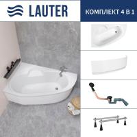 Ванна Lauter Valencia 170x110 2102170L (с ножками, лицевым экраном и сифоном 21Y11021 матовый черный