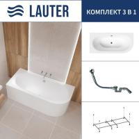 Ванна Lauter Bliss 150 L 21201051L (с каркасом и сифоном 21Y32000 хром)