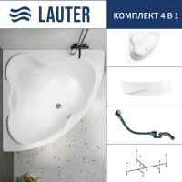 Ванна Lauter Riviera 150x150 21050150 (с каркасом, лицевым экраном и сифоном 21Y32002 белый)
