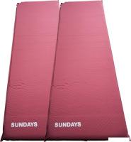 Самонадувающийся коврик Sundays ZC-SIM001-1 (5 см, 2 шт, бордовый)