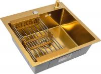 Кухонная мойка Basic CL DS Decor 60x50 (золото, коландер, дозатор)
