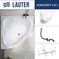 Ванна Lauter Riviera 140x140 21050140 (с каркасом и сифоном 21Y31002 белый)