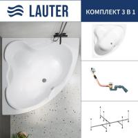 Ванна Lauter Riviera 140x140 21050140 (с каркасом и сифоном 21Y11010 хром)