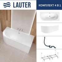 Ванна Lauter Bliss 170 P 21201072P (с каркасом, лицевым экраном белого цвета и сифоном 21Y31002 белы