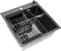 Кухонная мойка Basic CL DS Decor 50x50 (черный, коландер, дозатор)