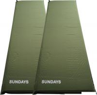 Самонадувающийся коврик Sundays ZC-SIM001-1 (5 см, 2 шт, темно-зеленый)