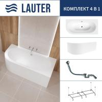 Ванна Lauter Bliss 170 P 21201072P (с каркасом, лицевым экраном белого цвета и сифоном 21Y32000 хром