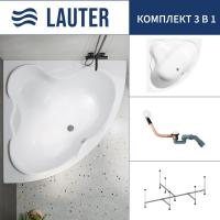 Ванна Lauter Riviera 150x150 21050150 (с каркасом и сифоном 21Y11022 белый)