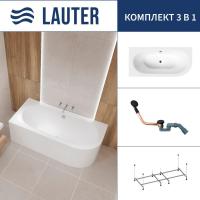 Ванна Lauter Bliss 150 L 21201051L (с каркасом и сифоном 21Y11021 матовый черный)