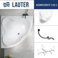 Ванна Lauter Riviera 150x150 21050150 (с каркасом и сифоном 21Y31001 матовый черный)