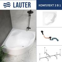 Ванна Lauter Majestica 140x140 21040140 (с каркасом и сифоном 21Y11021 матовый черный)