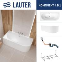 Ванна Lauter Bliss 150 L 21201051L (с каркасом, лицевым экраном белого цвета и сифоном 21Y11020 хром