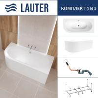 Ванна Lauter Bliss 170 P 21201072P (с каркасом, лицевым экраном белого цвета и сифоном 21Y11022 белы
