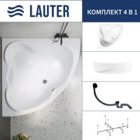 Ванна Lauter Riviera 150x150 21050150 (с каркасом, лицевым экраном и сифоном 21Y31001 матовый черный