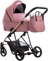 Универсальная коляска BEBETTO Yoddi Premium Class 2в1 PC (05, розовая кожа/рама бронза)