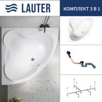 Ванна Lauter Riviera 150x150 21050150 (с каркасом и сифоном 21Y11021 матовый черный)