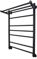 Полотенцесушитель Маргроид Вид 10 80x50 (с полкой черный матовый, полная комплектация)