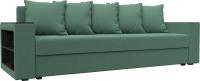 Диван Лига диванов Дубай Лайт полки слева 132284L (рогожка Амур 11 зеленый)