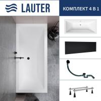 Ванна Lauter Oasis 170 21203070 (с ножками, лицевым экраном черного цвета и сифоном 21Y31001 матовый