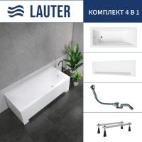 Ванна Lauter Estelle 150 21206050 (с ножками, лицевым экраном белого цвета и сифоном 21Y32000 хром)