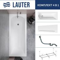 Ванна Lauter Amelia 150 21204050 (с каркасом, лицевым экраном белого цвета и сифоном 21Y32000 хром)