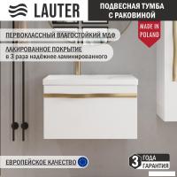 Lauter Тумба с умывальником Eva 69 (белый глянец/матовая золотая сталь/искусственный мрамор)
