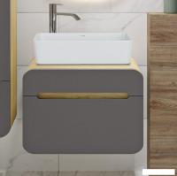 Runo Тумба под умывальник Ницца 60 (подвесная, дуб натуральный/графит)