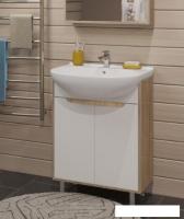 Runo Тумба под умывальник Эко 50 (напольная, белый/лиственница)