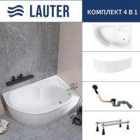 Ванна Lauter Geneva 170x105 2103170R (с ножками, лицевым экраном и сифоном 21Y11021 матовый черный)